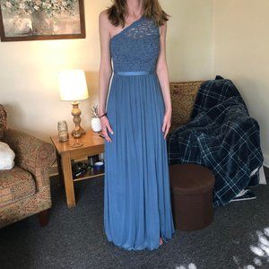 David's Bridal - Steel Blue Bridesmaid Dress